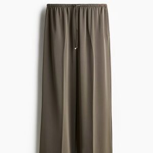 Gray Wide-Leg Drawstring Pants